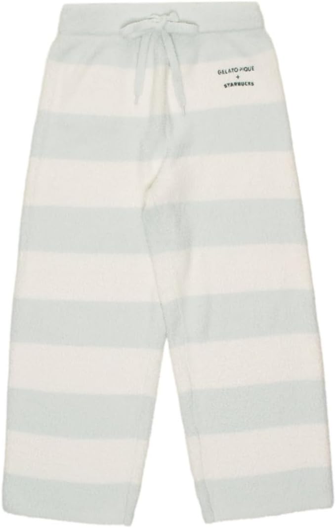 [STARBUCKS] スタバ スターバックス コラボ ジェラ ピケ パウダーベア刺繍ボーダーロングパンツ ミントグリーン ジェラピ