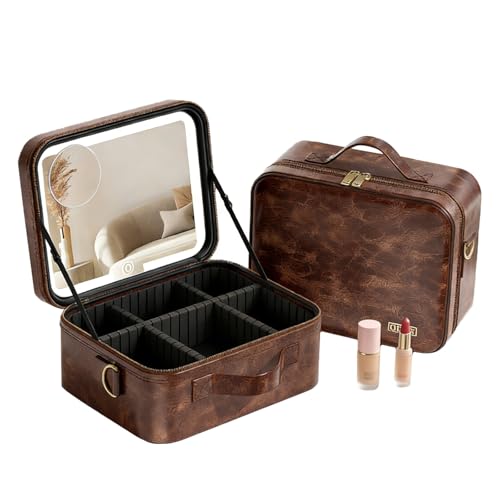 Trousse de maquillage avec miroir LED et séparateurs pour femme