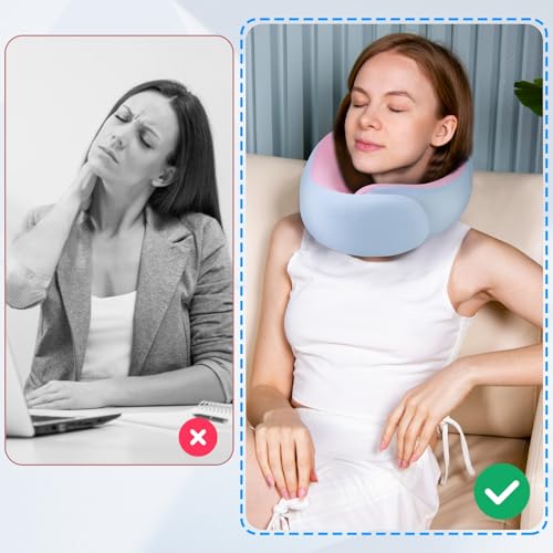 Mrsdry Travel Pillow, 360° Wrapped Travel Neck Pillow, 100% Pure Memory Foam Neck Pillow, Airplane Neck Pillows, Perfect Support, Soft and Breathable Pillows, Travel Accessories with Portable Bag - Image 6