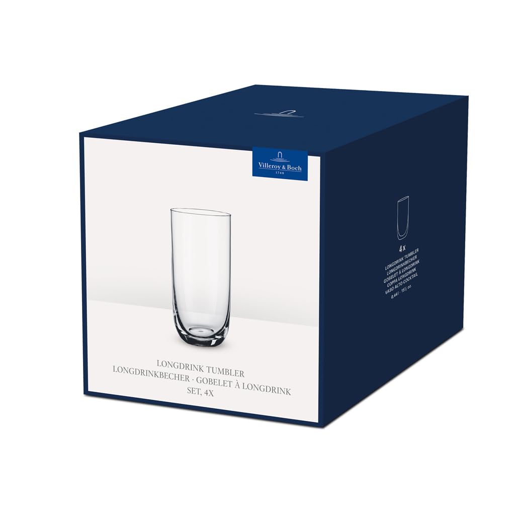Villeroy & Boch La Divina Longdrinkbecher Set 4tlg., 440 ml, 4 Pezzi, Cristallo, Trasparente