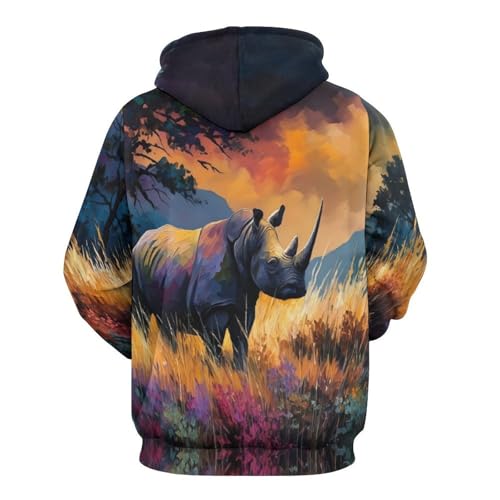 Sweat rhinocéros des steppes 3D pull de décontracté pour sorties urbaines
