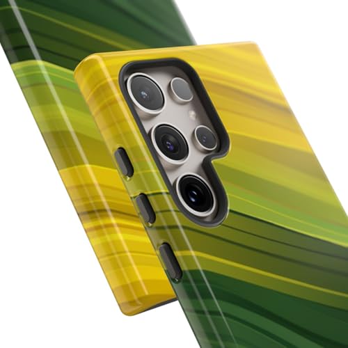 Coque Samsung S24 Ultra rigide protection antichoc motif vague jaune et vert