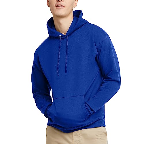 Image of Hanes Men's, EcoSmart, Cotton-Blend Hooded Sweatshirt, Plush Fleece Pullover Hoodie