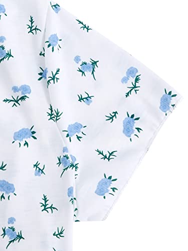 Verdusa Women's 2 Piece Lightweight Cute Pajamas Short Sleeve Ditsy Floral Button Loungewear Matching Pj Sets Blue Medium4