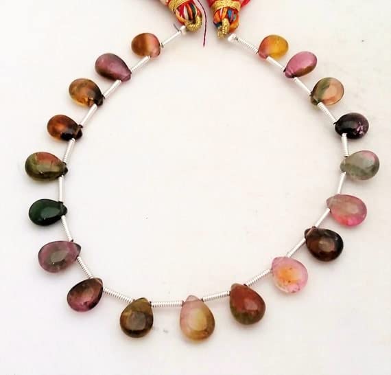 Tourmaline pastèque naturelle perles en poire 6x7mm 7x9mm LKBEADS E0255 pour fil de minéraux