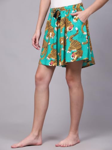 Image of B STORIES Women's Viscose Printed Lounge Culotte Shorts (Pack of 2)