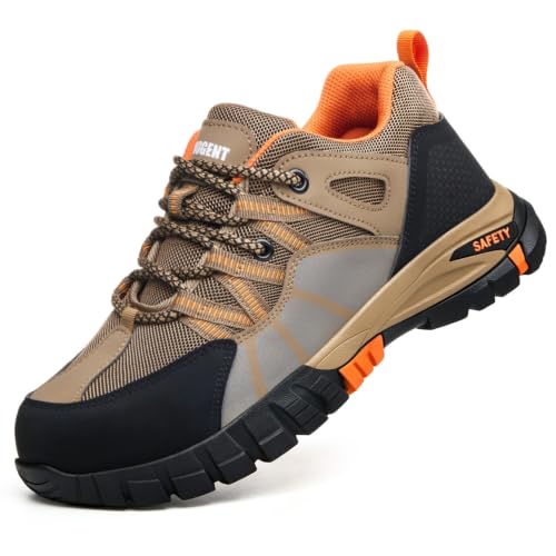 Image of Hogent Steel Toe Shoes for Men Lightweight Comfortable Non Slip Work Shoes Women Puncture Proof Safety Sneakers for Industrial Construction & Daily Life