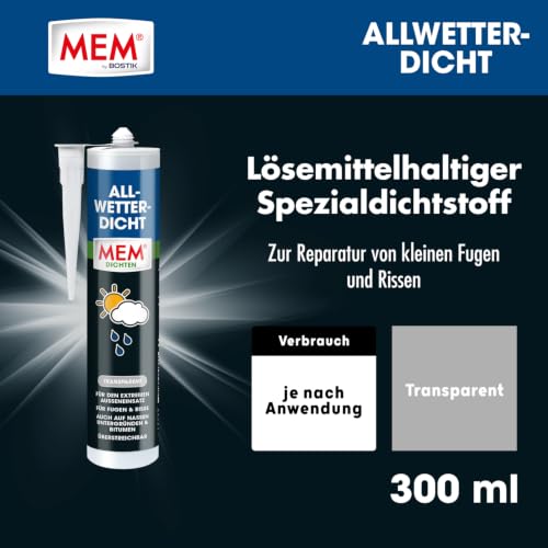 MEM Allwetter-Dicht Transparent – 300 ml – Für Leckabdichtung & Fugen – Ansicht 2