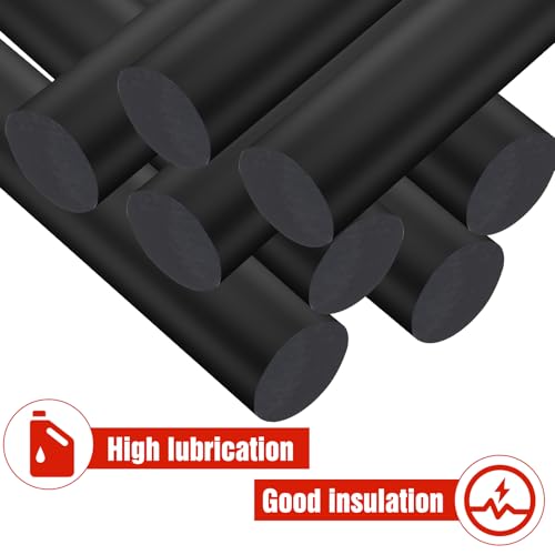 Image of 8PCS Round Acetal Copolymer Rods, 0.98 Inch Diameter x 11.8 Inch Length, Black POM-C Plastic Rods, Standard Tolerance, High Strength & Machinable, Non-Marring Fixtures, Industrial Grade