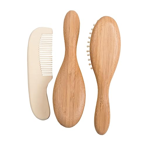 Baluue 3pcs Baby Wool Brush Set Baby Shower Brush Comb Hair Gentle Hair for Newborns Wood Comb