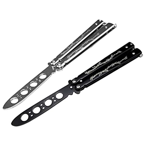 Zasjon Buterftly Knife Trainer 2 Stück Balisong Trainer Butterfly Messer Ungeschärfte Klinge Übungs Butterfly Knife Trainer Übungsmesser Cover
