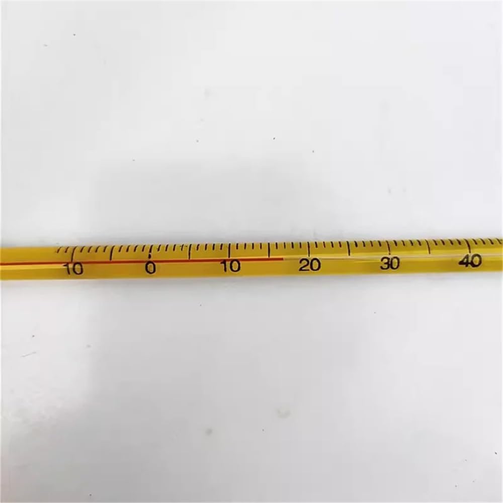 Cristalería de Laboratorio Termómetro de fondo amarillo con varilla de vidrio roja de 30 cm, 0-100 grados, experimental.(0-200 20PCS)