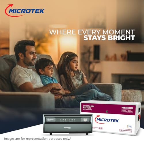Image of Microtek Inverter with Lithium Battery Combo for Home, Office & Shops | Heavy Duty vTURBO NEW 2350 24V Pure Sine Wave 2000VA + 25.6V 100Ah LithiumBattery | Warranty: 36M Inverter & 60M Battery