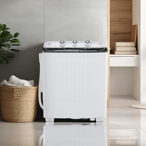 LEMROE Twin Tub Washing Machine Electric Mini Portable, Compact 4.5KG Capacity Washer 1.5KG Spin Dryer Laundry with Timer Control & Drain Pipe for Apartment Dorms Camp College Rooms - Image 9