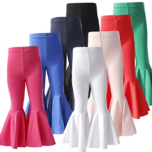 Toddler Baby Girls Ruffle Leggings Flare Pants Princess Kids Solid Color Bottom Pants Stretch Long Trousers2