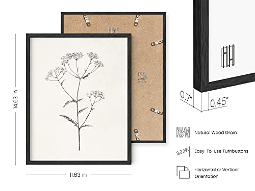 HAUS AND HUES Grey Floral Wall Art - Set of 4 Plant Posters for Wall Vintage, Botanical Prints, Black and White Flower Pictures for Room Aesthetic, Farmhouse Bathroom, Rustic Art (Black Frame, 11x14) by HAUS AND HUES - Used condition - Image 3
