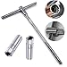 Price comparison product image QISF 2 Pcs 3/8" Thin Wall Spark Plug Socket 12-Point Removal Tool 14 mm & 16 mm + 3/8" Adjustable T-Wrench Drive Torque Spark Plug Spanner Extension Kit (25cm)