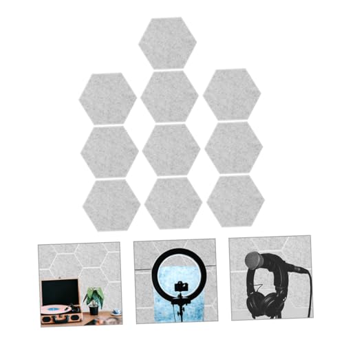 Abaodam 10 piezas paneles acústicos hexagonales material insonorizante para decoración de pared, paneles absorbentes de sonido de alta densidad para hogar, oficina, estudios y teatros, fácil instalación, gris miniatura 7