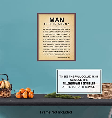 Yellowbird Art & Design Man In The Arena Large 11X14 - Uplifting Inspirational Quotes - Teddy Theodore Roosevelt Poster thumb #6