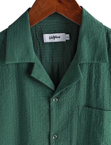 Image of VATPAVE Mens Striped Summer Shirt Casual Button Down Short Sleeve Beach Shirts Cotton Shirts for Men