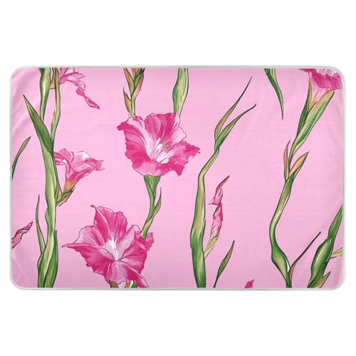 Hot Pink Nature Gladiolus Flowers Extra Large Resuable Potty Training Pad Waterproof Washable Potty Training Mattress Pad Non-Slip Cradle Mattress for Baby Toddler Children 52