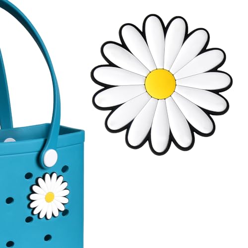 Bogg Bag Accessories Charm for Women Girls Bogg Bag Charms for Teens Adults Beach Bag Accessories for Bogg PVC Charms for Female Lady Daisy Flower Charm for Beach Tote Bag Bogg Bags Charms