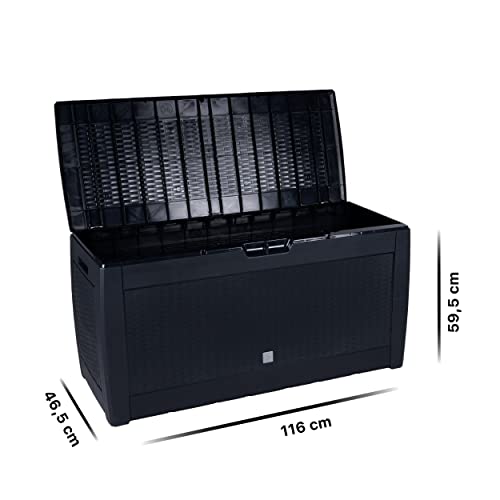 Living Style Garden Auflagenbox - Aufbewahrungsbox - in Rattanoptik - Abschließbar - mit Rollen - Griffe - 310 Liter… – Bild 3