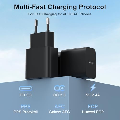 USB C 25W Schnellladekabel für Samsung, USB-C Ladegerät mit Typ-C Kabel ladegerät Kompatibel mit Samsung Galaxy S24/S23/S22 Plus/S22 Ultra/S21 FE 5G/S21 Plus/S20 FE/Note 20 Ultra/A53/A52/A72