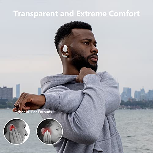 Oladance Open Ear Headphones Bluetooth 5.2 Wireless Earbuds For Android & Iphone, Open Ear Earbuds With Dual 16.5Mm Dynamic Drivers, Up To 94 Hours Playtime Waterproof Sport Earbuds -Cloud White #TOP3