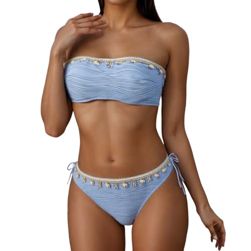Ensemble bikini deux pièces pour femme avec haut tankini en dentelle d'été