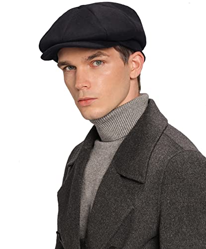 Boné masculino jornaleiro de lã alta tweed Gatsby chapéu Ivy Cabbie boné de golfe plano para pais mu