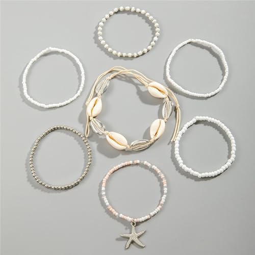 Bohemian Starfish Bracelets for Women - Adjustable Stackable Beach Bracelets, Handmade Stretchy Beaded Summer Jewelry, Perfect for Surf & Waterproof Fun3