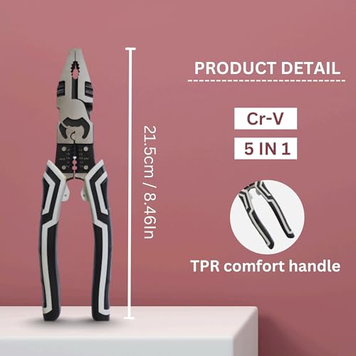 Image of Multifunction Wire Stripper and Cutter Plier for Electrician Tools, Wire Cutter Plier with Crimping Tool, Cable Cutter and Wire Stripping Tool, Multipurpose Plier for Electrical Wiring Repair(5 IN 1)