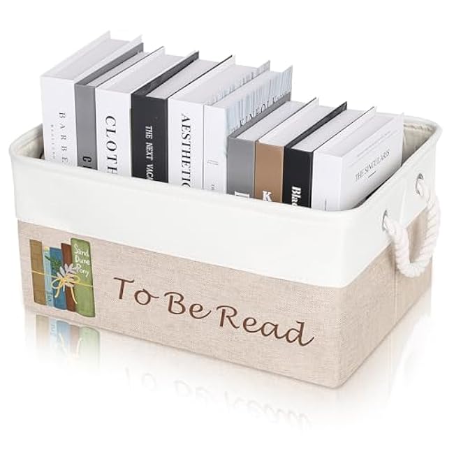 TBR Book Organizers and Storage Basket ,Collapsible Storage Basket for Books with Handles, to Be Read List Storage Bin for Office Home Shelves Classroom Study£¨16.1 x 12.2 x 8.2£©