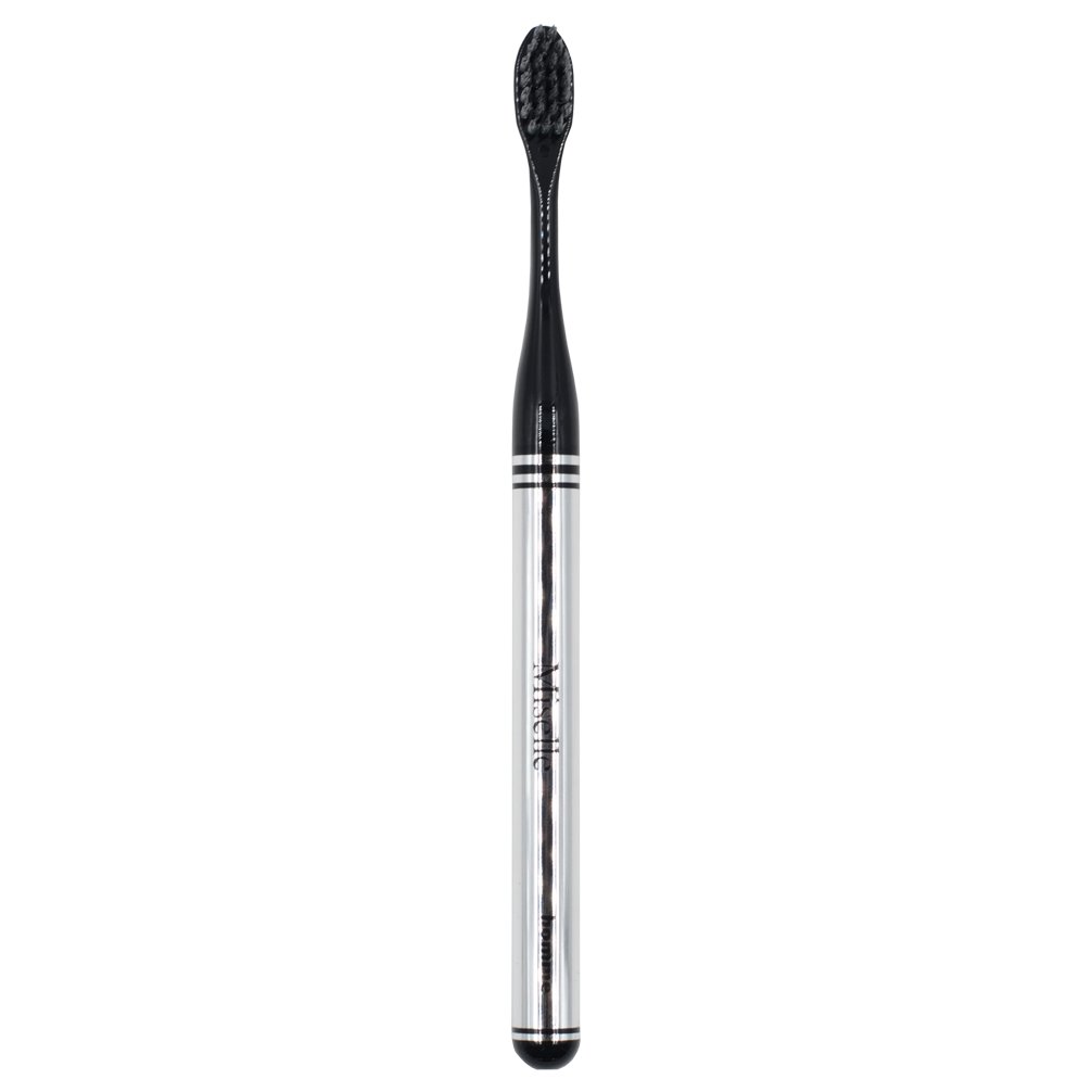 Adult Toothbrush Fine Soft Bristles Black Silver Color