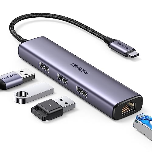 UGREEN Hub USB C a Ethernet 4 en 1 1000 Mbps Adaptador Thunderbolt 3 a Gigabit RJ45 Convertidor Compatible con iPhone 17 Pro MAX Air 16 15 MacBook Pro Air M2 iMac iPad DELL XPS Xiaomi Mi13 Galaxy S24