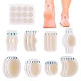 LotFancy Blister Bandages for Feet, 24 Blister Pads and 12 Acne Patches, 8 Size Hydrocolloid Bandage, Waterproof Seal Gel Blister Cushion Variety Pack for Toes Protection, Heel Blister Prevention
