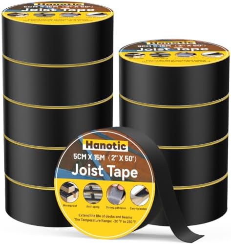 Joist Tape for Decking 2'' X 50', 10 Rolls Waterproof Butyl Tape
