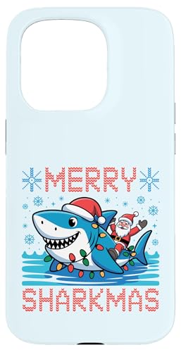 Merry Sharkmas AO[Z[^[ T^V[N NX}XCg X}zP[X iPhone 15 Pro p