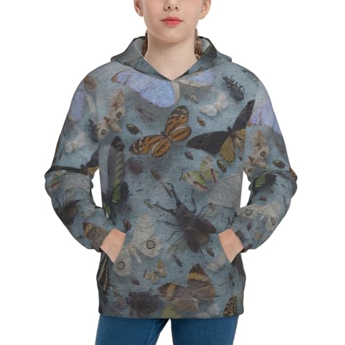 Butterfly and Beetle Kid Hoodies Boys Sweatshirts Girls Pullover with Pocket
