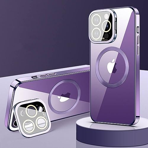 Coque iPhone 12 Pro transparente haut de gamme avec protège-objectif en verre trempé violet