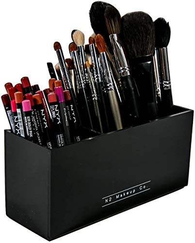 N2 Makeup Co Makeup Brush Holder Organizer - 3 Slot Acrylic Cosmetics Brushes Storage Solution