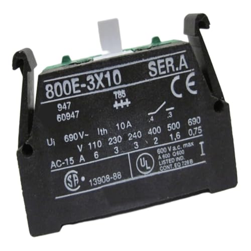 800E-3X10 800E-3X01 Electric Button Contact Block 690V 10A Switch for Industrial Control Panel(800E-3X10 NC)