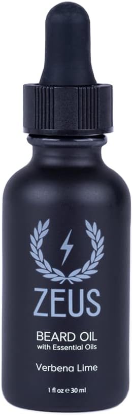 ZEUS Natural Beard Oil, Premium Conditioning Beard Oil to Soften Beard & Mustache – MADE IN USA (Verbena Lime) 1 oz.