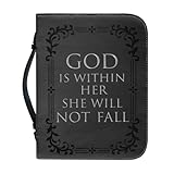 Kuiaobaty Bibelhülle mit Glaubenszitat, PU-Leder, Buchhülle, Bibelschutz mit Griff, christliche Kunst, Geschenke für Mutter, Vater, Ehefrau, Kinder, Schwarz, XL