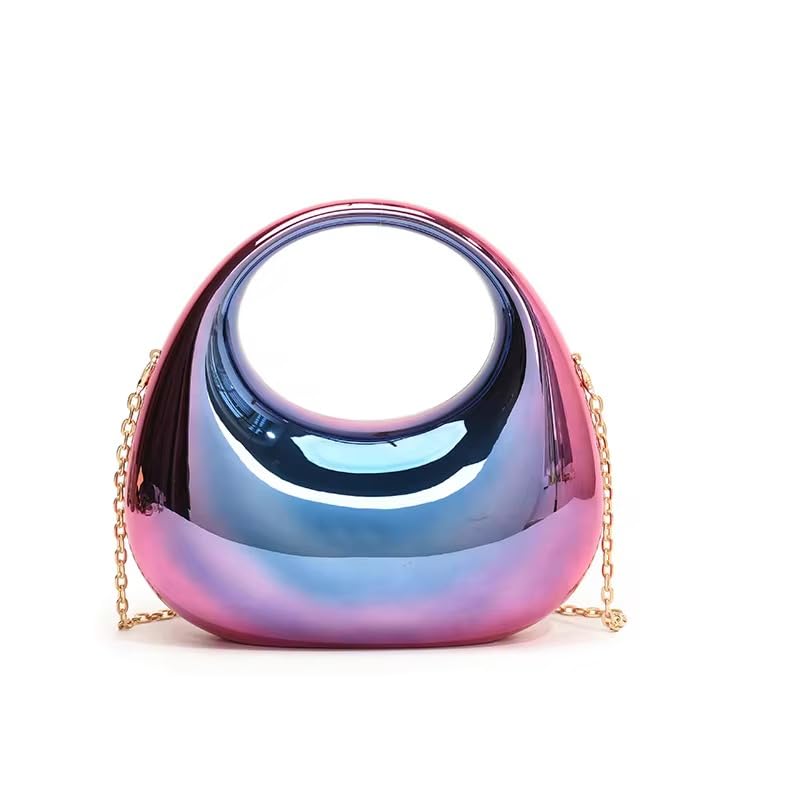 Image of Metallic Acrylic Evening Handbag for Women | Crossbody Sling Bags with Detachable Chain Strap Glossy Stylish Ladies Girls Small Size Cute Party Wedding Bag