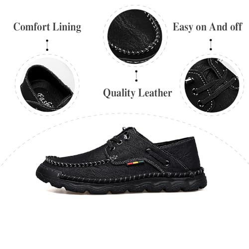 Asifn Mens Lace-up Loafers Fashion Casual Leather Shoes Non-Slip Driving Shoes Lightweight Comfortable Walking Shoes2