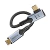Cable de datos USB C de 80 gbps compatible con cable Thunderbolt 5, ángulo recto, corto, 1 pie y 240 W, cable USB C de 90 grados, monitor USBC de 8K/16k 120HZ/60Hz para Thunderbolt 4, tipo C