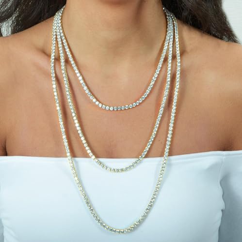 Gem's Beauty 4.59-112.00CT Moissanite Tennis necklaces Gifts 2-6.5mm D Color Round Cut Diamond Tennis necklace3