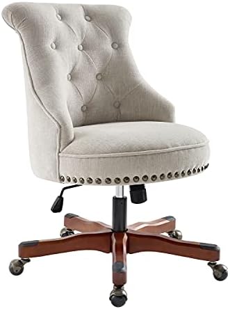 Linon The Talia Beige Adjustable Seat Height Office Chair